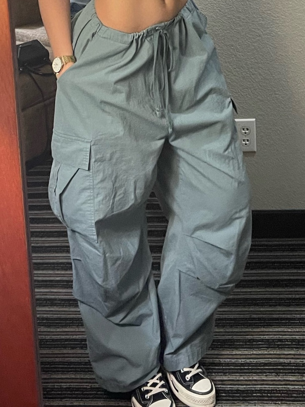 Relaxed Cargo Pants in Sage Green - Unisex and One Size fits all